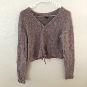 Light Pink Fuzzy Crop Top Sweater